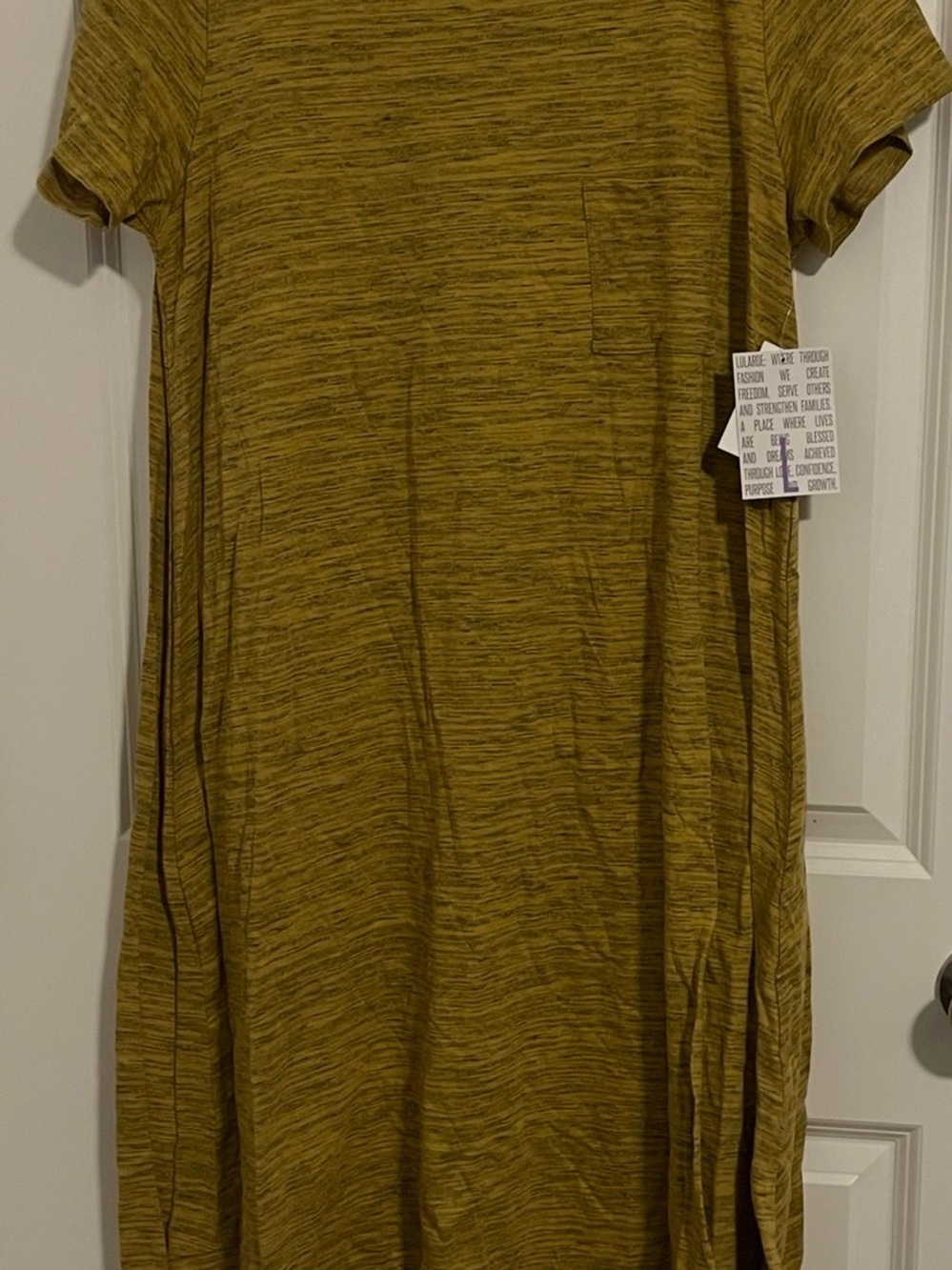 Casual Carly Short Sleeve Tunic Dress in Mustard Heather